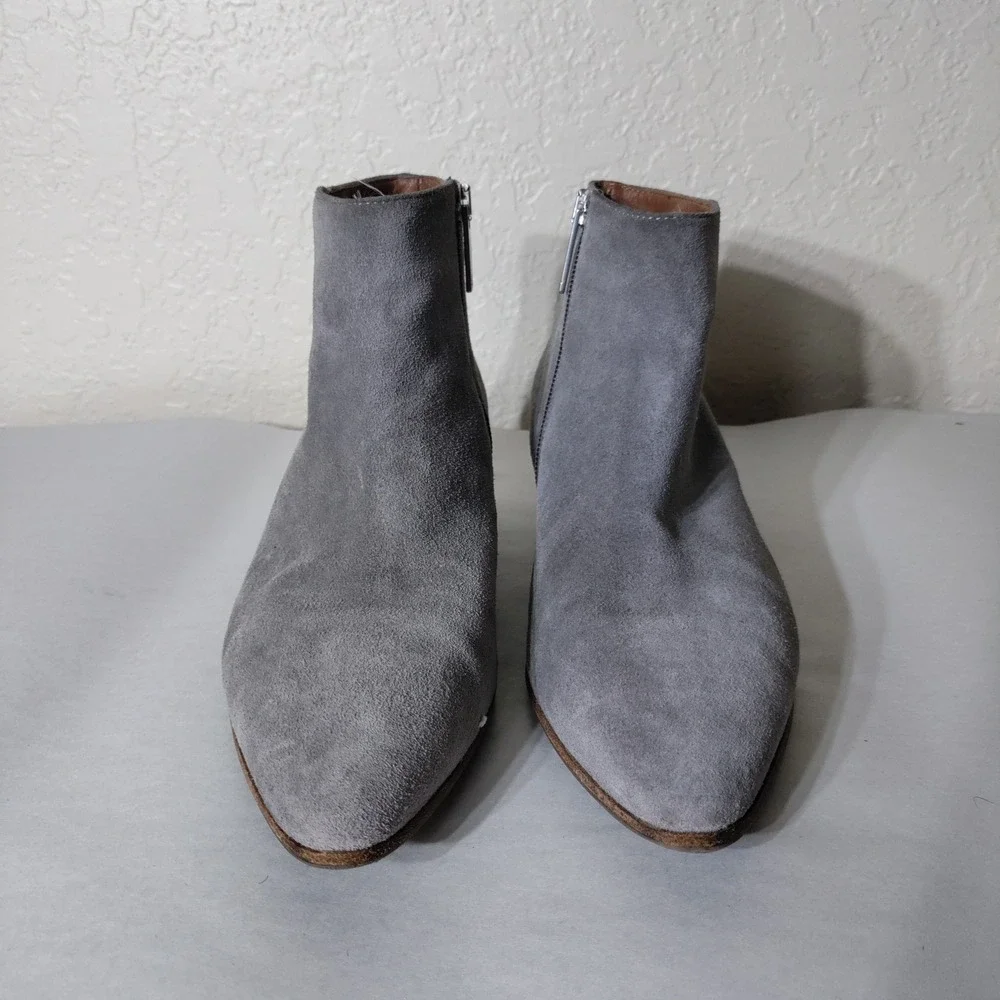 Aquatalia Womens Grey Suede Pointed Toe Ankle Boots Made in Italy Size 8